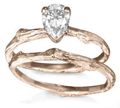 Pear Twig Ring / Choose  Diamond - LilPetite 